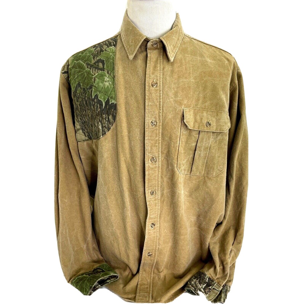 Vtg USA Team Realtree Shooting Shirt Mens XL Heavy Cotton Camo Button Front‎ LS